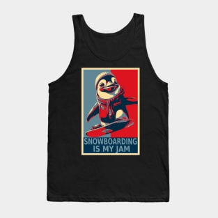 Snowboarding Is My Jam Funny Penguin Snowboarding Tank Top